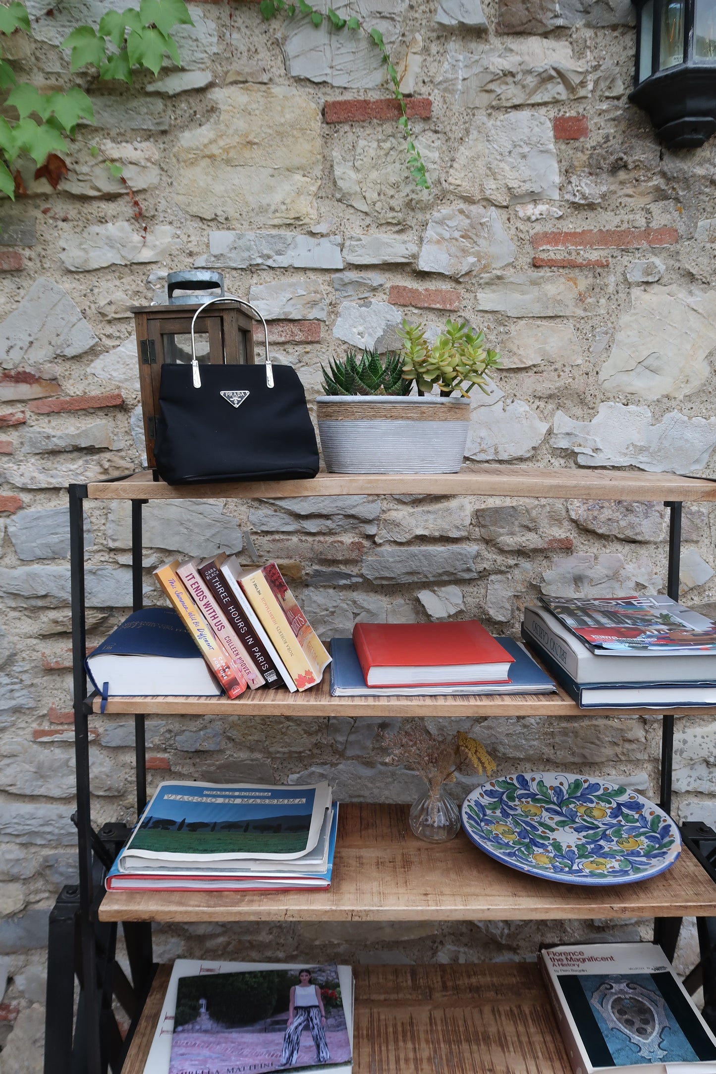 Prada nylon silver handle bag