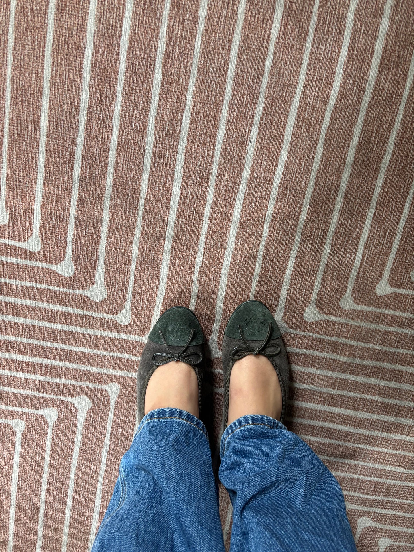 Chanel 36.5 brown and green suede flags