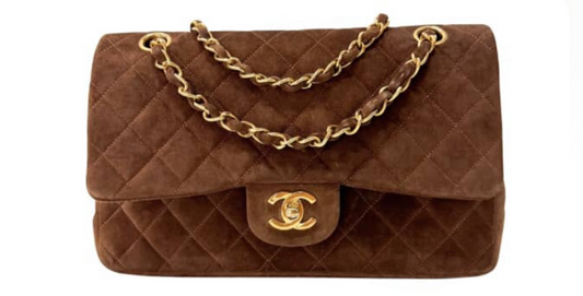 Chanel brown suede small flap