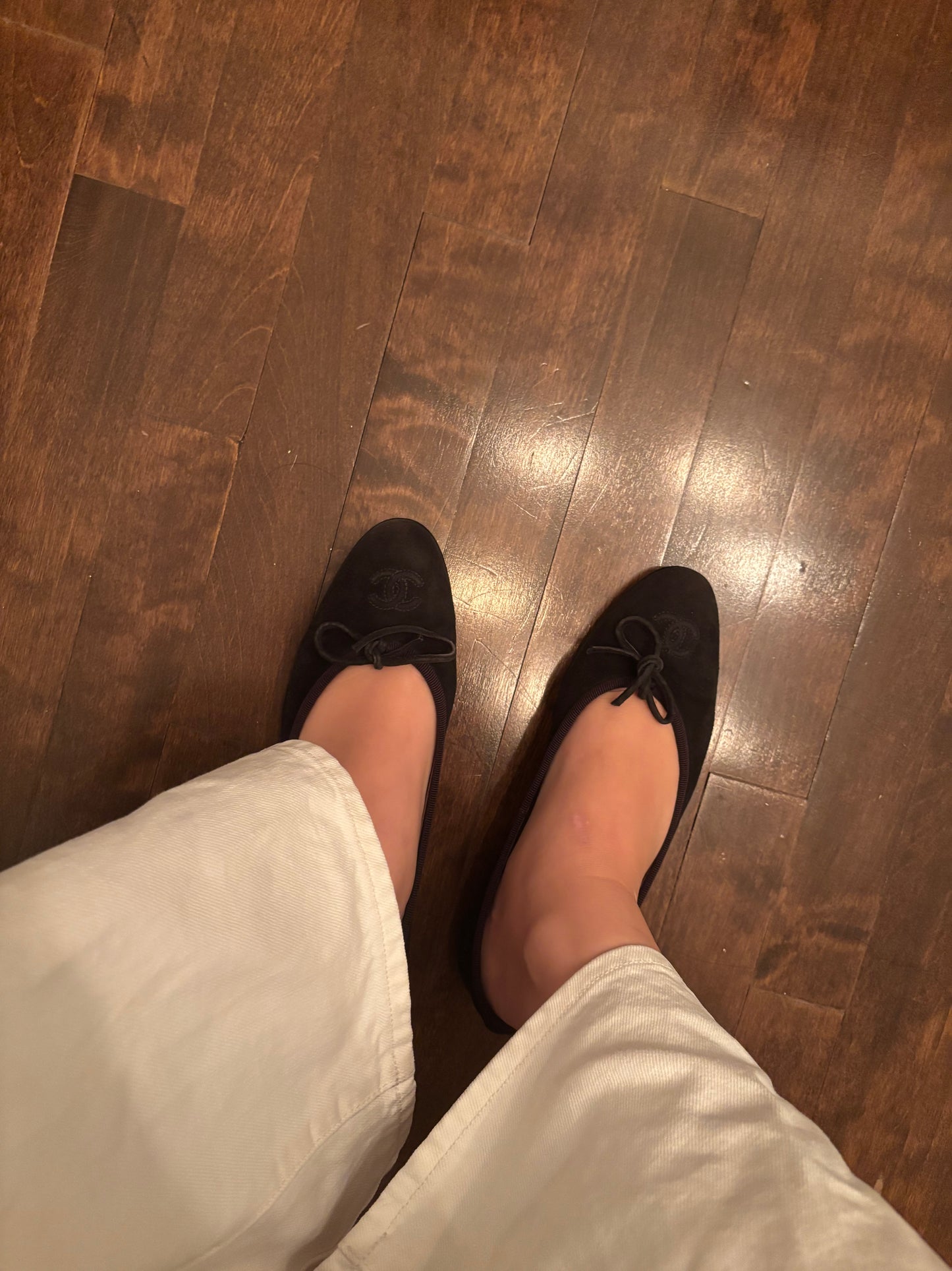 Chanel flat 37.5 brown suede