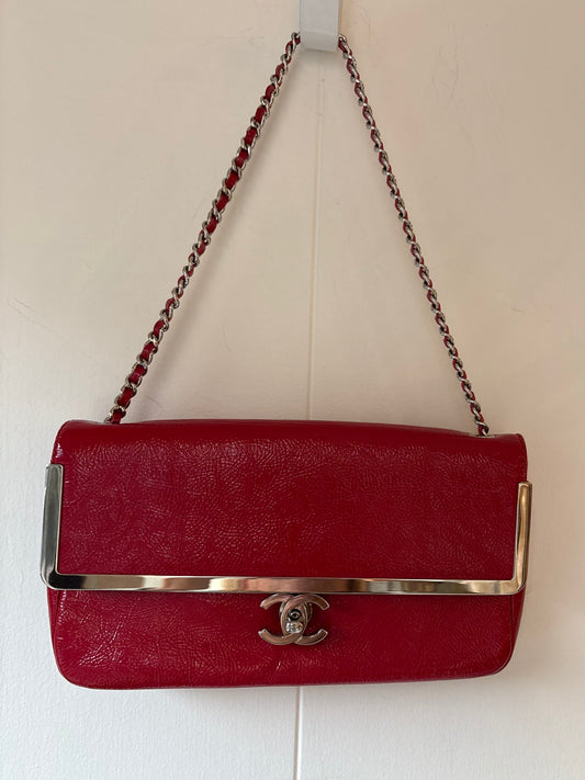Chanel vinyl red bag