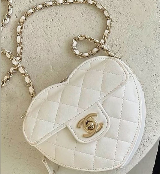 White Chanel heart bag