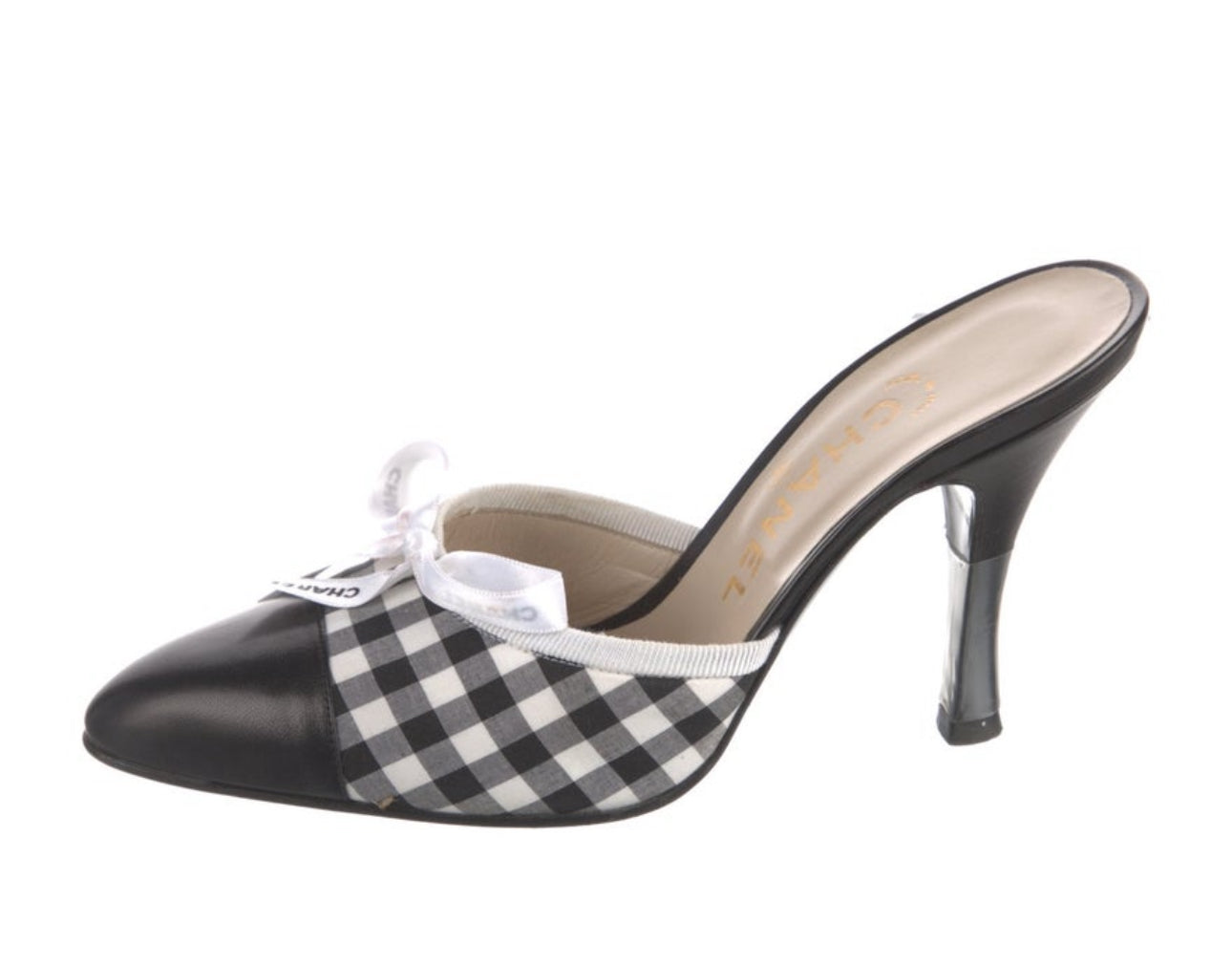 Chanel gingham 36.5 mule