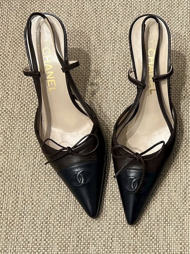 Chanel brown slingback 37