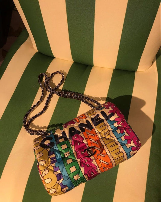 Chanel multicoloured satin bag