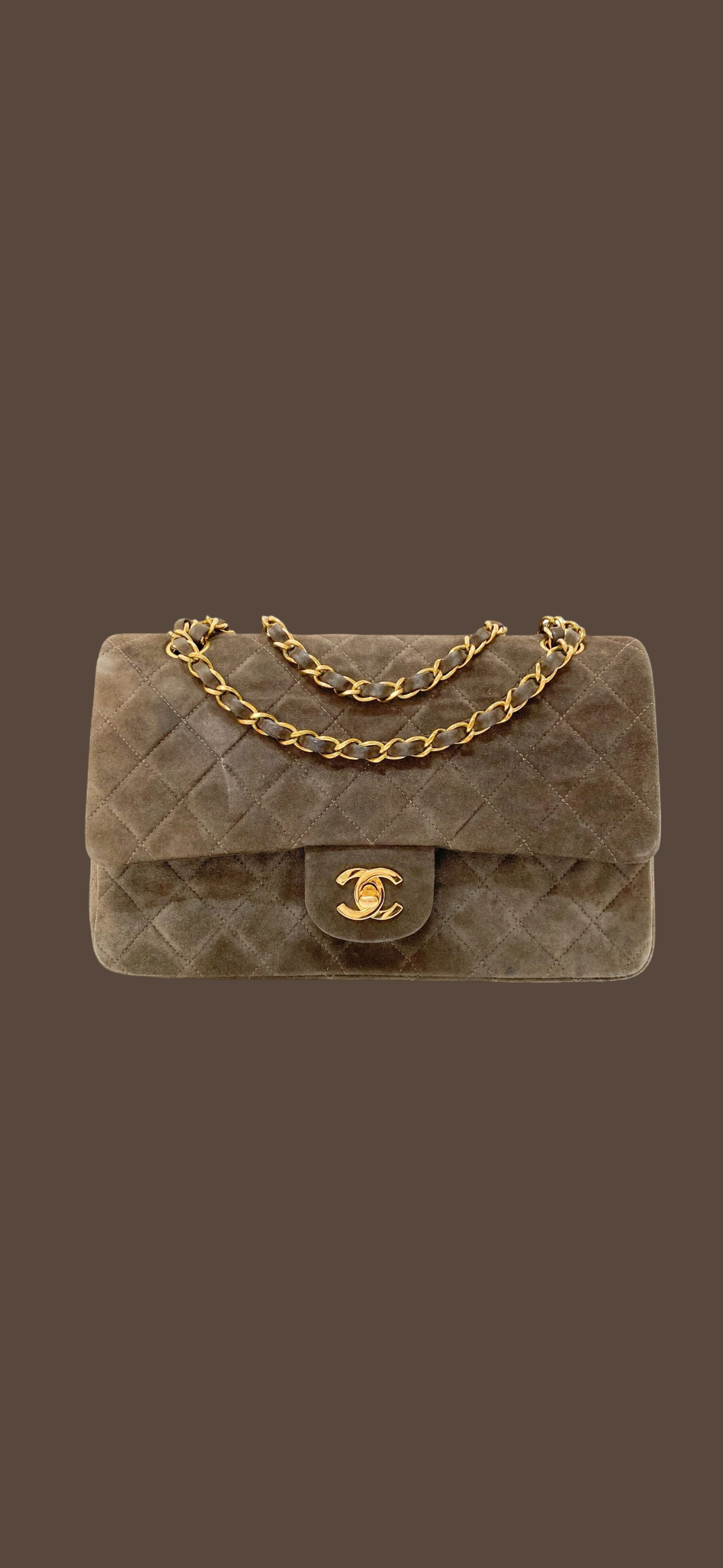 Chanel suede brown double flap
