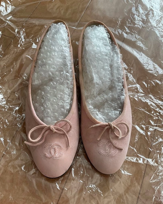Chanel pink suede ballerina 36.5