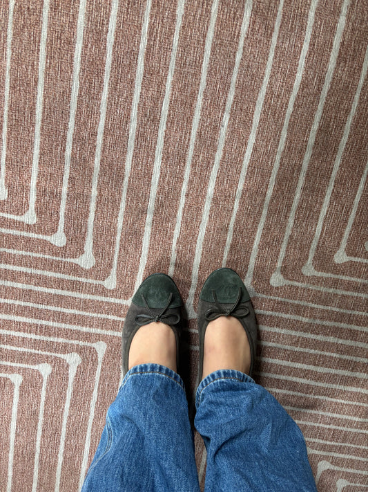 Chanel 36.5 brown and green suede flags