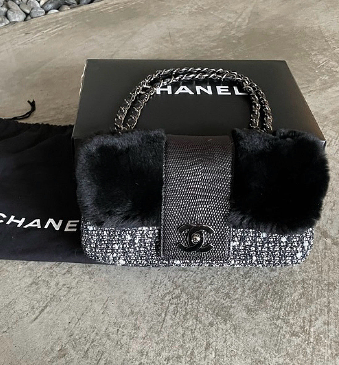 Chanel rabbit fur bag