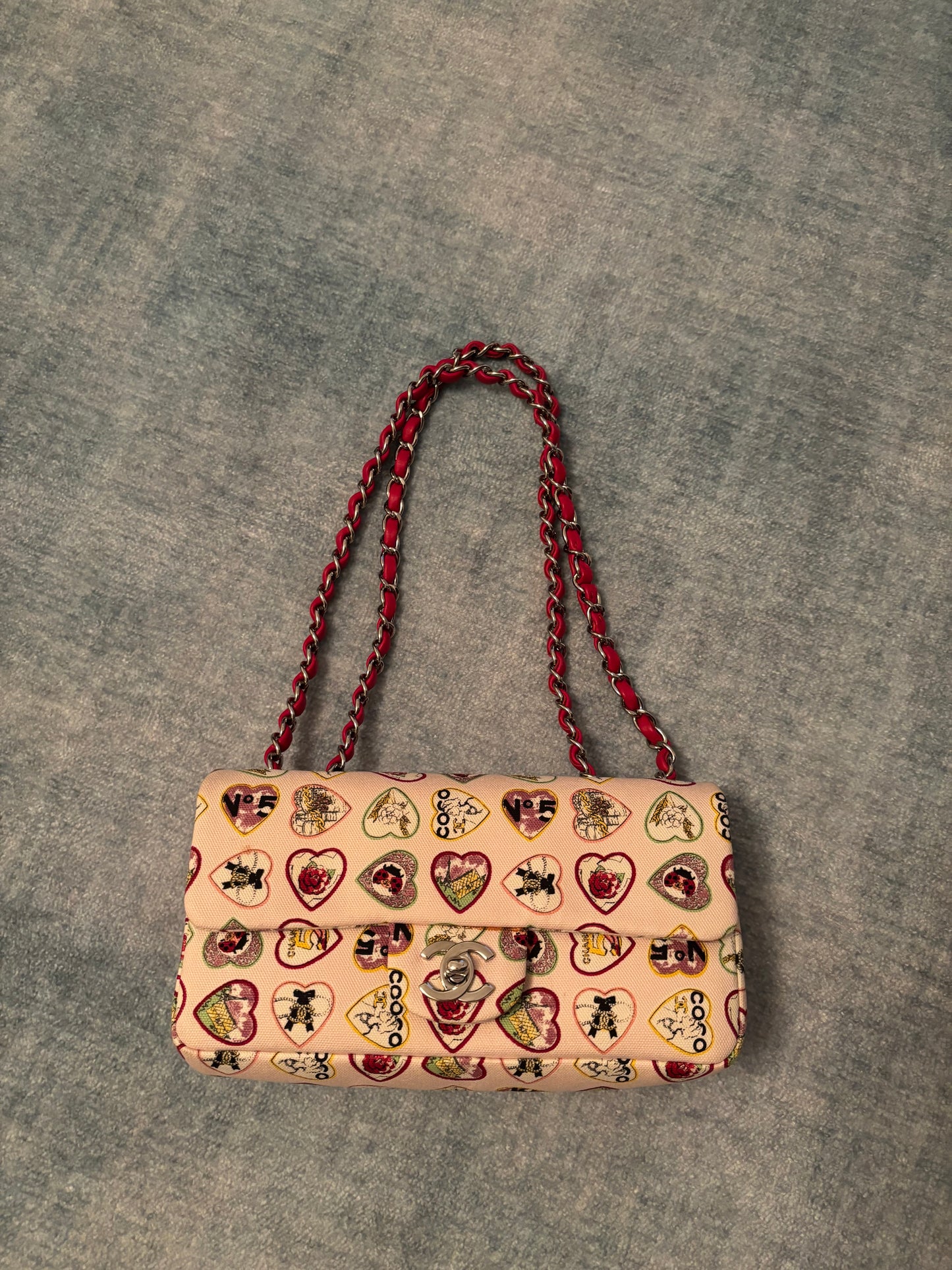 Chanel valentine canvas bag