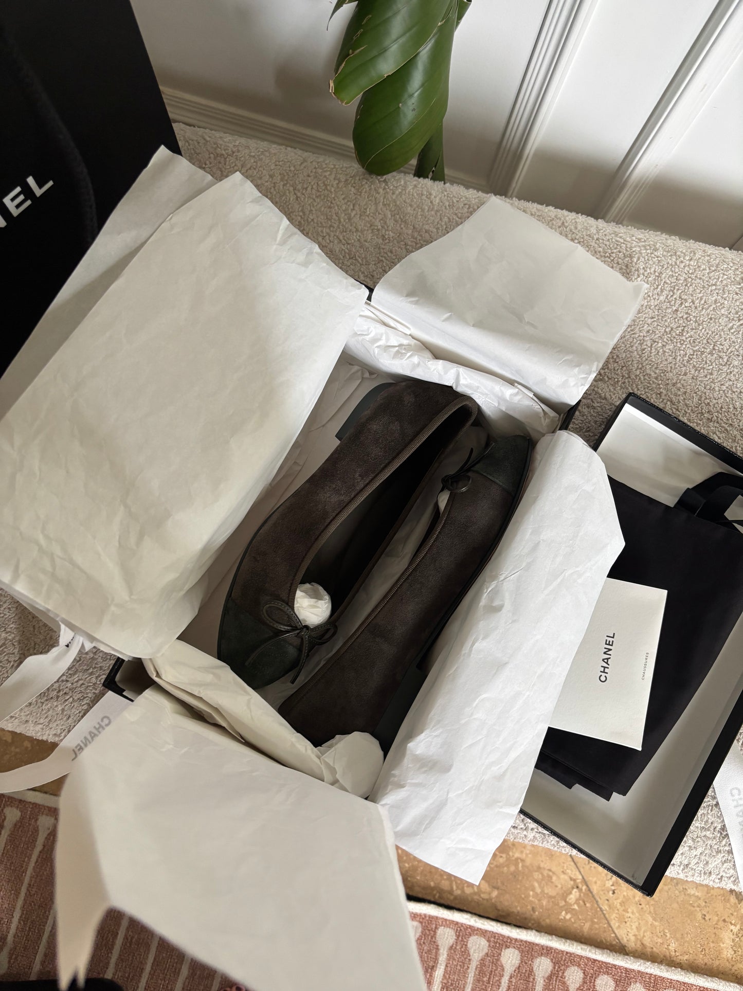 Chanel 36.5 brown and green suede flags