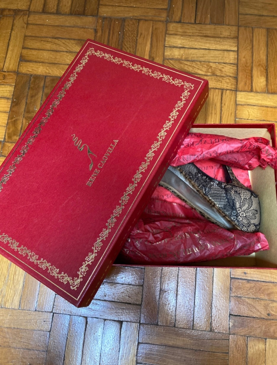 Rene Caovilla lace leopard print ponyhair 37.5