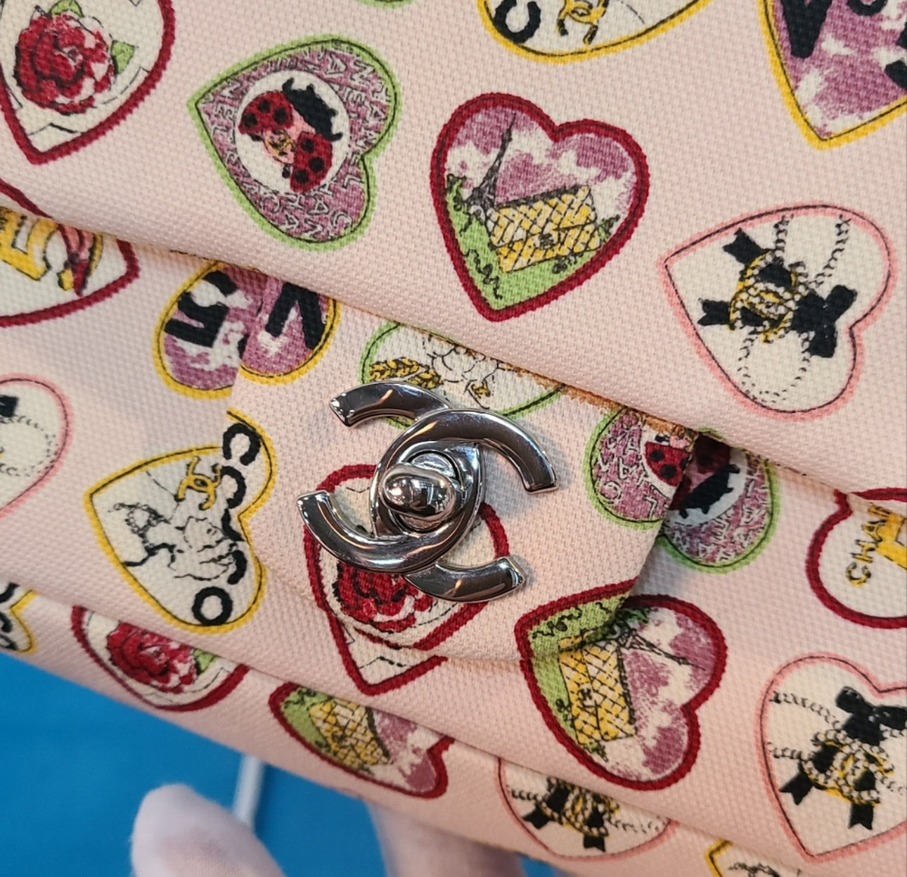 Chanel valentine canvas bag