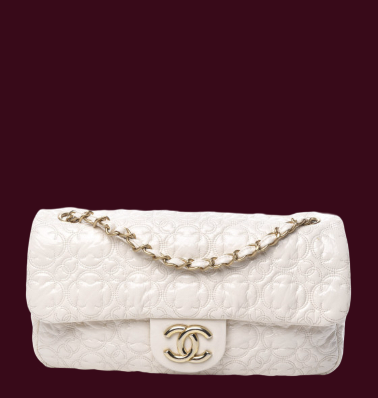 Chanel white leather flap bag