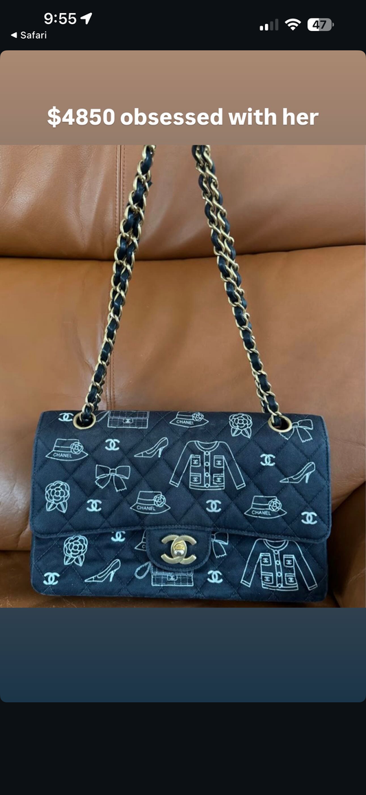 Chanel flap bag canvas emblem