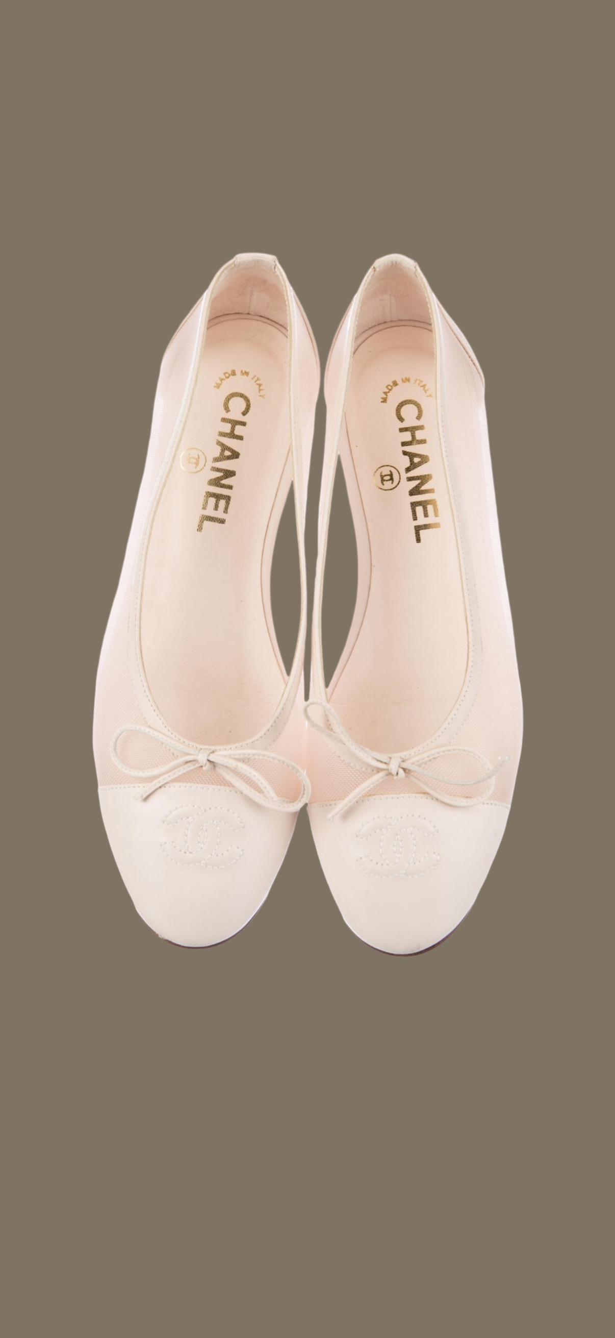 Chanel vintage mesh ivory ballerina 36