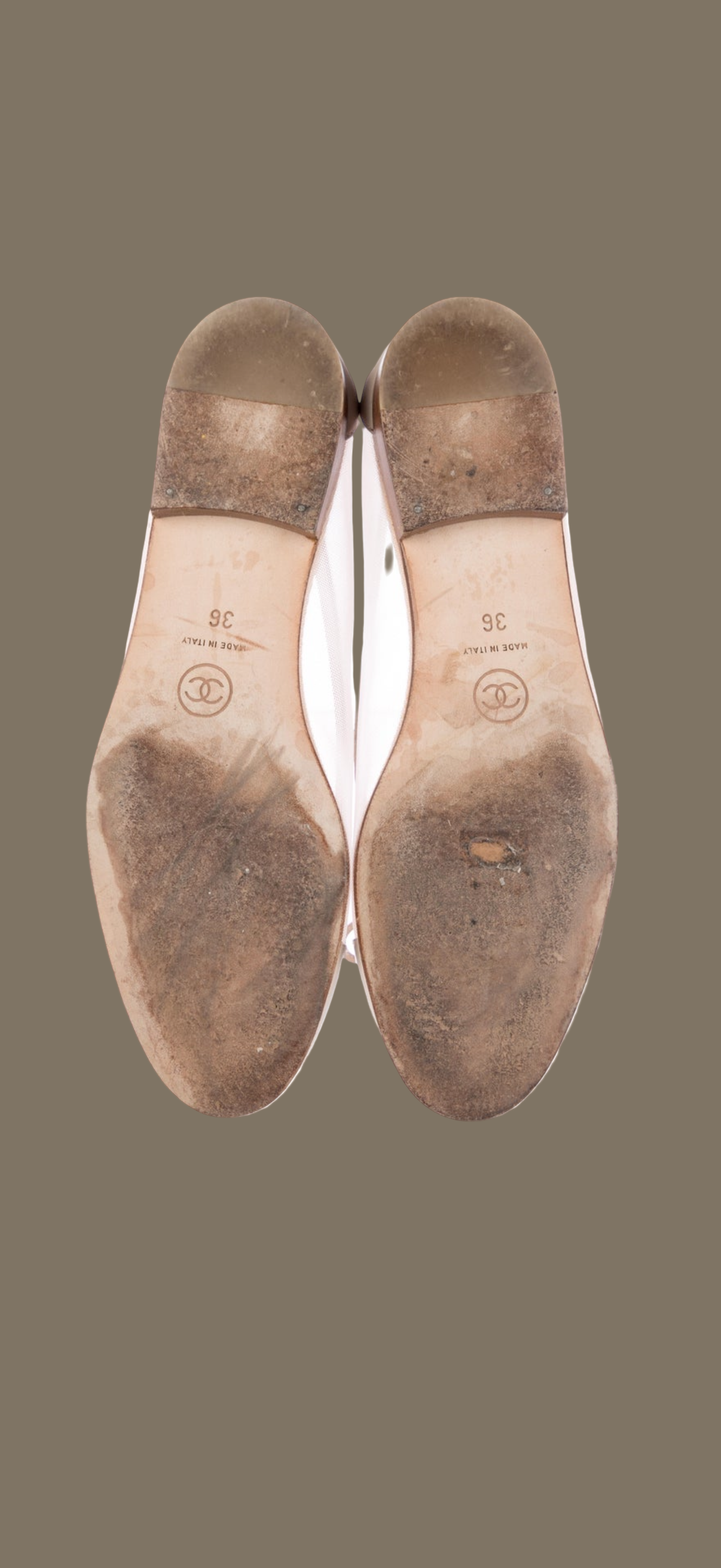 Chanel vintage mesh ivory ballerina 36